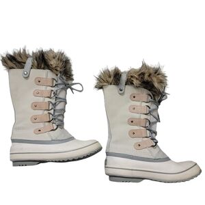 Sorel Joan of Artic Boot Waterproof Suede Faux Fur Removable Inner Boot Size 6